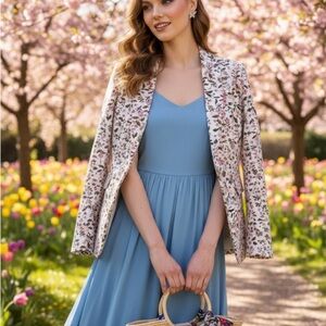 RW&CO. Pink and Brown Floral Blazer